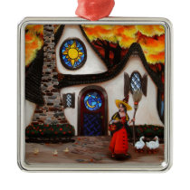 The Witch and her Geese ornaments