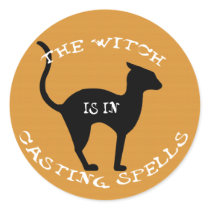 The Witch Is In Round Stickers