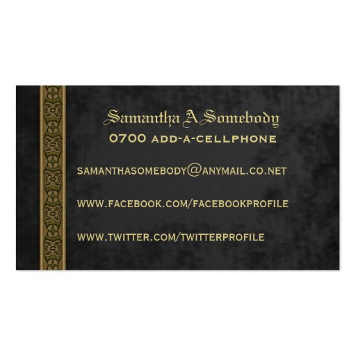 The Witches Hat Social Profile Card Business Cards (back side)