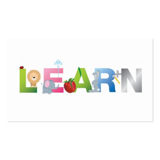 the word learn education business card (back side)
