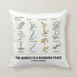 The World Is A Budding Place (Types Of Buds) Throw Pillows