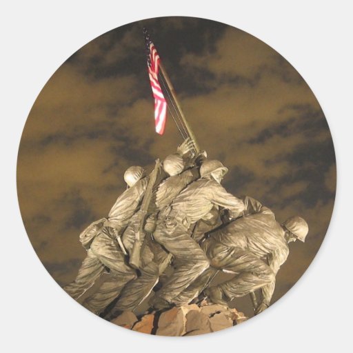 The World War II Iwo Jima Memorial Arlington VA Round Stickers