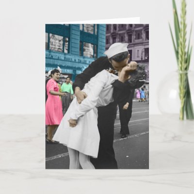 The World War II Kiss Greeting Cards by beverlytazangel