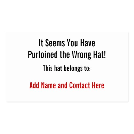 The Wrong Hat Business Card Template