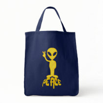 The Yellow Peace Alien Canvas Bags