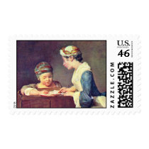 The Young Teacher By Chardin Jean-Baptiste Siméon Postage Stamps