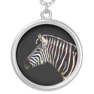 Zebra Custom Round Pendant Necklace