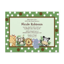 THE ZOO CREW Jungle animals baby shower postcard