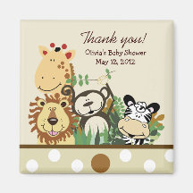 The Zoo Crew Jungle Baby Shower Favor - TAN Magnet
