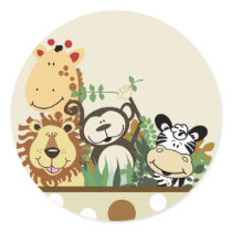 The Zoo Crew Jungle Envelope Seals - Tan Round Sticker