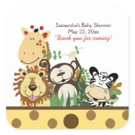 THE ZOO CREW (YELLOW) SQUARE Favor Sticker sticker