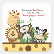 THE ZOO CREW (YELLOW) SQUARE Favor Sticker