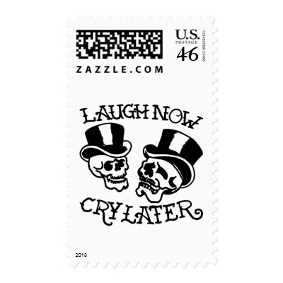 Theater Masks Laugh Now Cry Later Stamps by WhiteTiger_LLC
