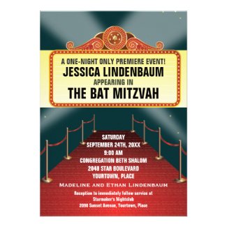 Theatre Marquee Bar Bat Mitzvah Custom Announcement