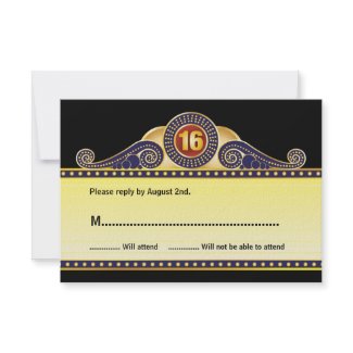 Theatre Marquee Sweet 16 Birthday Reply Card invitation