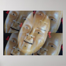 Theatre Noh Mask Resonates Photo Black Fab POSTER