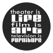 Theatre vs Film vs TV Round Stickers