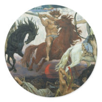 TheFour Horsemen of Apocalypse by Viktor Vasnetsov Round Stickers