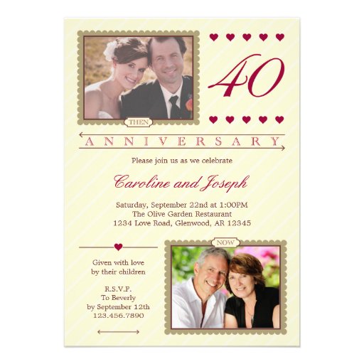 Then and Now 40th Wedding Anniversary Invitation (front side)