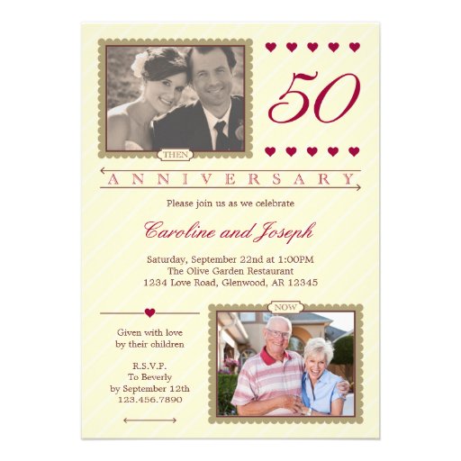 Then and Now 50th Wedding Anniversary Invitation