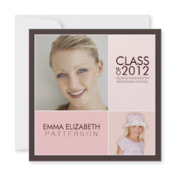 Then Now Modern Block Graduation Party Invitation invitation