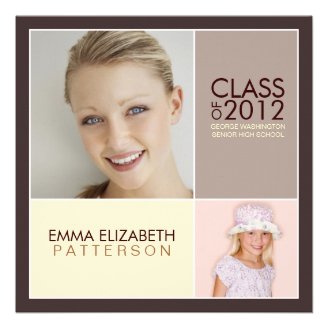 Then Now Modern Block Graduation Party Invitation Then Now Modern Block Graduation Party Invitation