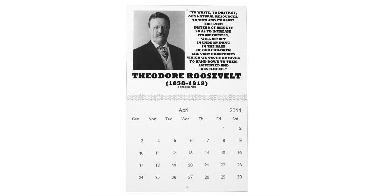 Theodore Roosevelt Inspirational Quotes Calendar Zazzle