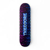 Theodore skateboard blue fire and flames design