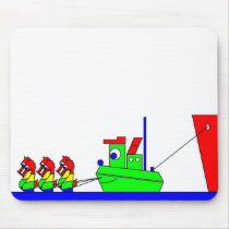 Theophile the Tug - Help from his friends mousepads by lonvig Theophile the Tug - Help from his friends mousepads