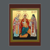 Theotokos with St. Nicholas and Blessed Seraphim postcards