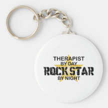 Therapist Rock Star by Night Keychain