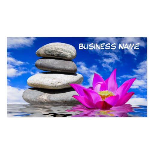 Therapy Rock Stones & Lotus Flower Business Card Template (back side)
