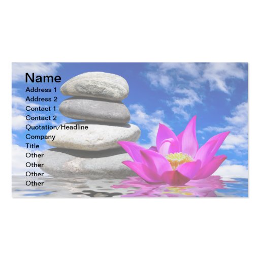 Therapy Rock Stones & Lotus Flower Business Card Template (front side)
