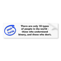 There are only 10 types  bumper sticker