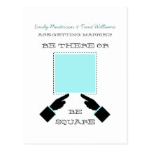 There or Square Save the Date Postcard, Aqua