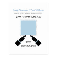 There or Square Save the Date Postcard, Blue