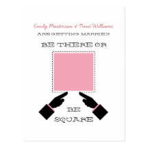 There or Square Save the Date Postcard, Pink