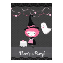 There's a Party! Pink Witch Invitation invitations