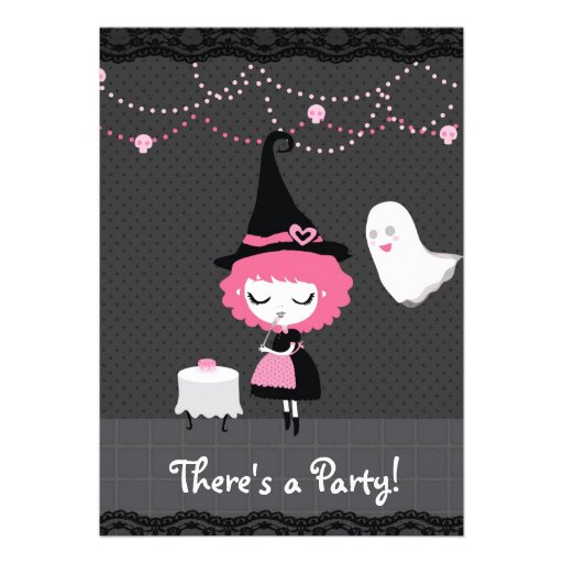 There's a Party! Pink Witch Invitation