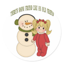 There's Snow Friend Like An Old Friend Holiday Sti Round Stickers