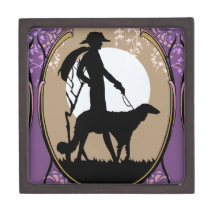 Theresa in Brown & Plum - Art Deco Lady with Dog Premium Gift Box