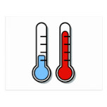 Thermometer cold hot coldly warmly postcard