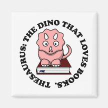 Thesaurus: A Dinosaur Who Loves Reading Books Fridge Magnet