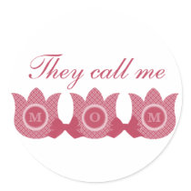 They Call Me Mom Plaid Tulips Stickers (Pink)