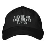 they're not fake they're custom embroidered hats