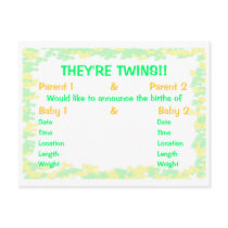 They're Twins Footprints Baby Announcement postcards