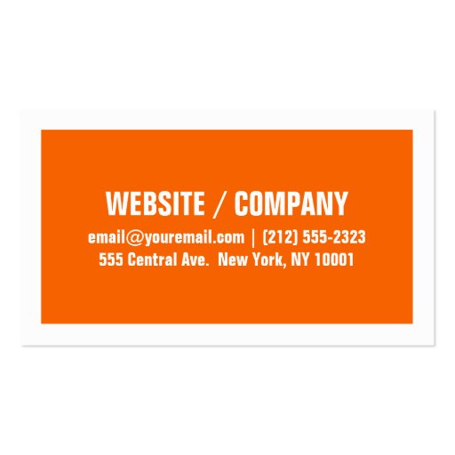 Thick Border Business Card - orange and white (back side)