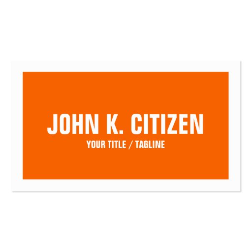 Thick Border Business Card - orange and white (front side)