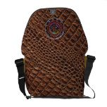 Thick Brown Faux Gator Leather & Southwest Art Courier Bag