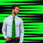 Thick To Thin Stripes Tie Neon Green on Black